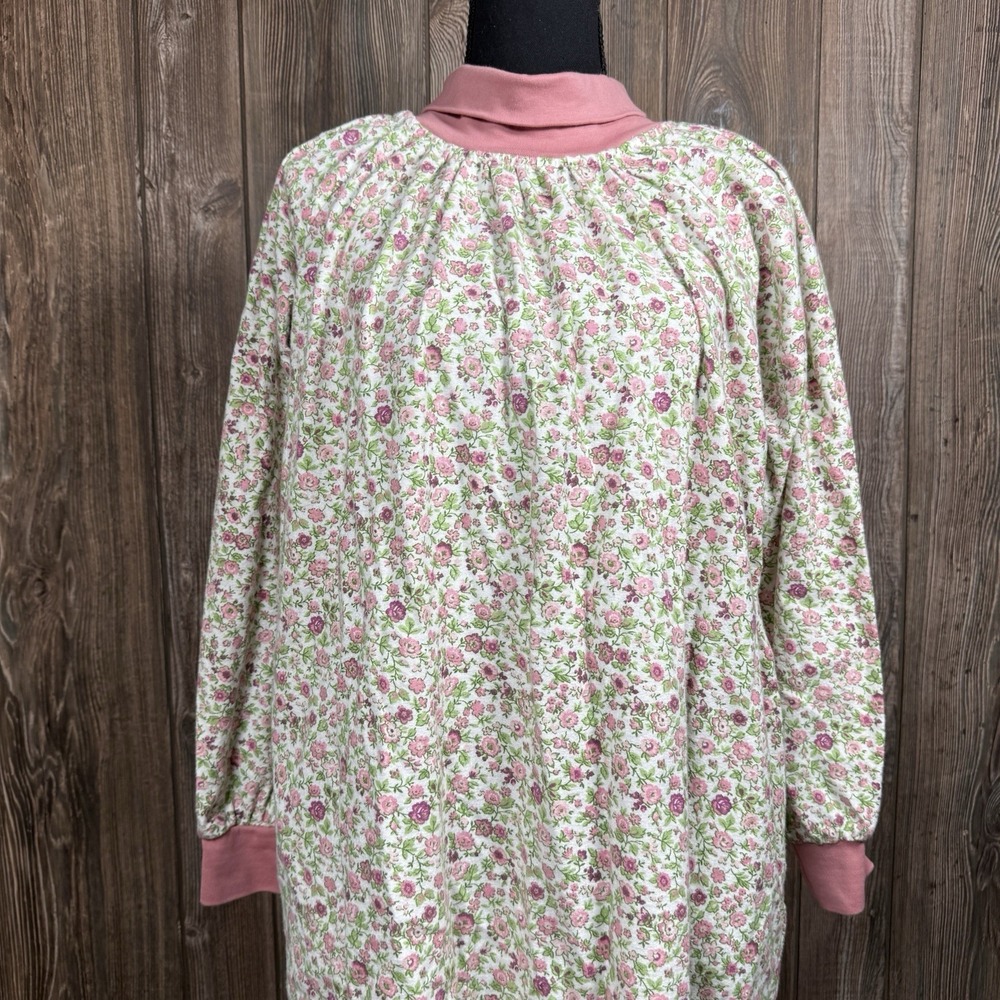 Vermont Country Store Nightgown‎ Sz M Pink Flannel Cotton Turtleneck Cottagecore - Picture 2 of 16